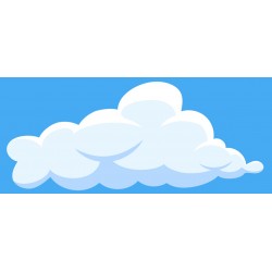 Sticker nuage queue frisée fond bleu
