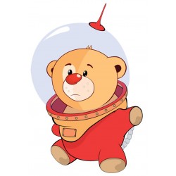 Sticker ourson beige bocal poisson