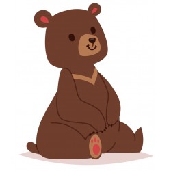 Sticker ourson marron noeud assis