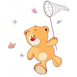 Sticker ourson marron chapeau magicien