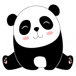 Sticker panda heureux blanc noir