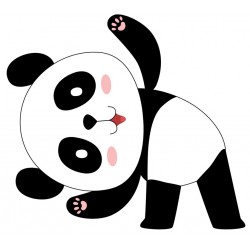 Sticker panda accroupi pommettes roses