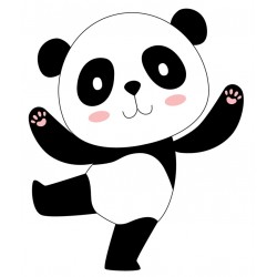 Sticker panda blanc bambou vert