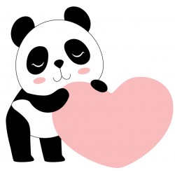 Sticker panda mi-couché main ventre