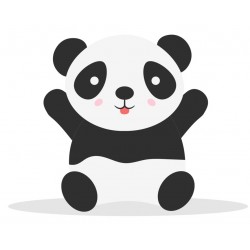 Sticker panda blanc bambou mange