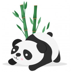 Sticker panda assis bras levés