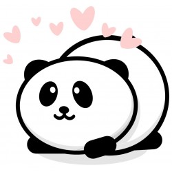 Sticker panda blanc coeur saumon