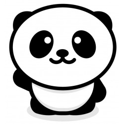 Sticker panda blanc petits coeurs