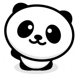 Sticker panda couché dos coeurs