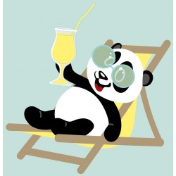 Sticker panda guitare content fond vert