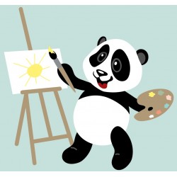 Sticker panda bonnet vert étoiles