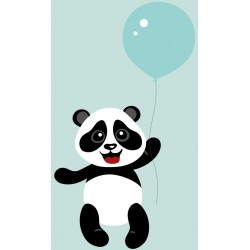 Sticker panda noir blanc lecture fond vert
