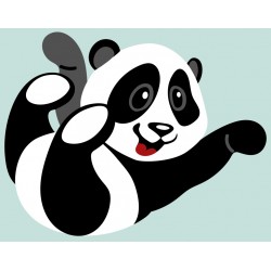 Sticker panda content ballon fond vert
