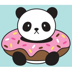 Sticker panda noir blanc affalé sans yeux
