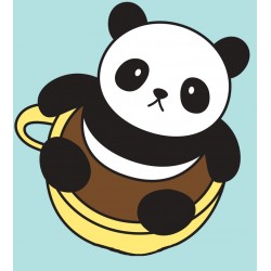 Sticker panda noir blanc donut rose