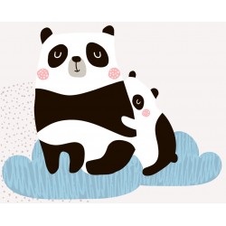 Sticker panda nuage bonnet étoiles