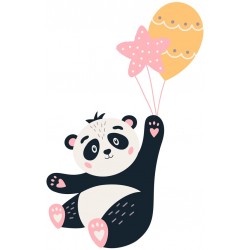 Sticker panda noir noeud vert