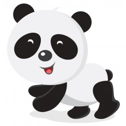 Sticker panda blanc yeux noirs