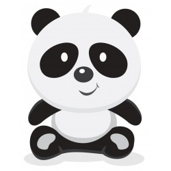 Sticker panda blanc côté sourire