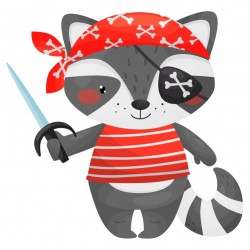 Sticker raton laveur tenue pirate