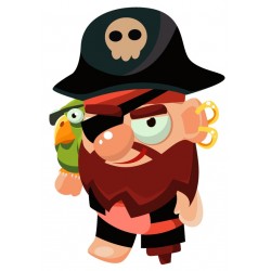 Sticker bateau pirate bois rouge