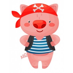 Sticker éléphant tenue pirate