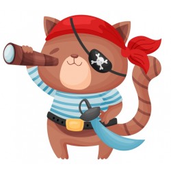 Sticker perroquet vert tenue pirate