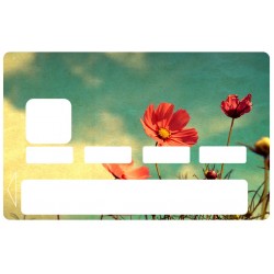 Autocollant carte bancaire Fleurs coquelicots vent