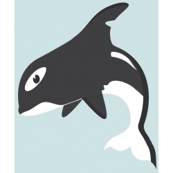 Sticker renard gris rayé enroulé