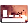 Autocollant carte bancaire Fleurs couché soleil