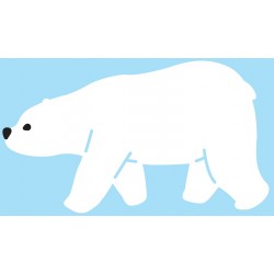 Sticker ours polaire côté debout fond bleu