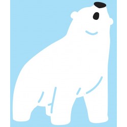 Sticker ours polaire marche fond bleu
