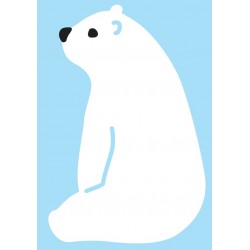 Sticker ours polaire crie fond bleu