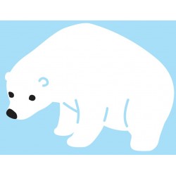 Sticker ours polaire assis côté fond bleu