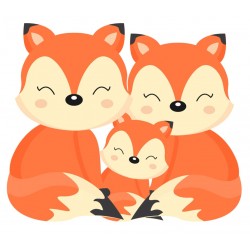 Sticker famille renards assise