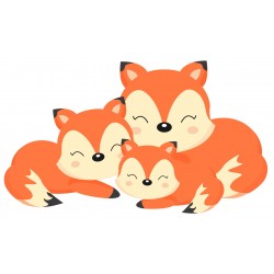 Sticker famille renards endormie
