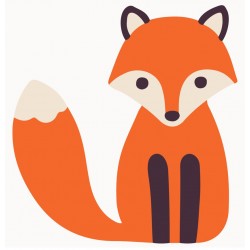 Sticker renard roux blanc regard