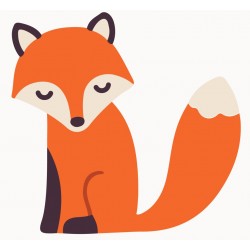 Sticker renard orange rayé assis