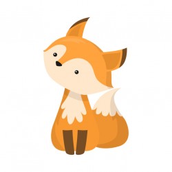 Sticker renard beige blanc quatre pattes