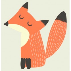 Sticker renard orange assis enroulé