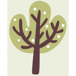 Sticker arbre vert blanc boules