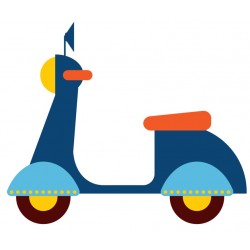 Sticker bateau rouge bleu