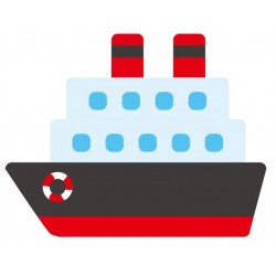Sticker bateau gris bleus