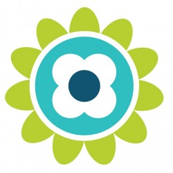 Sticker fleur roses blanche bleue