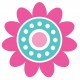 Sticker fleur mauve blanche bleues