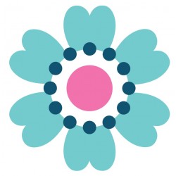 Sticker fleur mauve bleues blanches