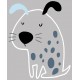 Sticker chien bleu oeil blanc