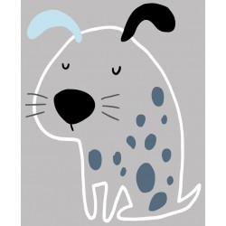 Sticker chien bleu oeil blanc