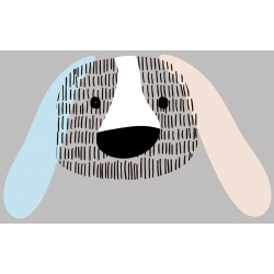 Sticker tête chien beige oeil blanc