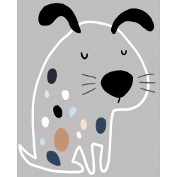Sticker chien bleu oreille bleue fond gris